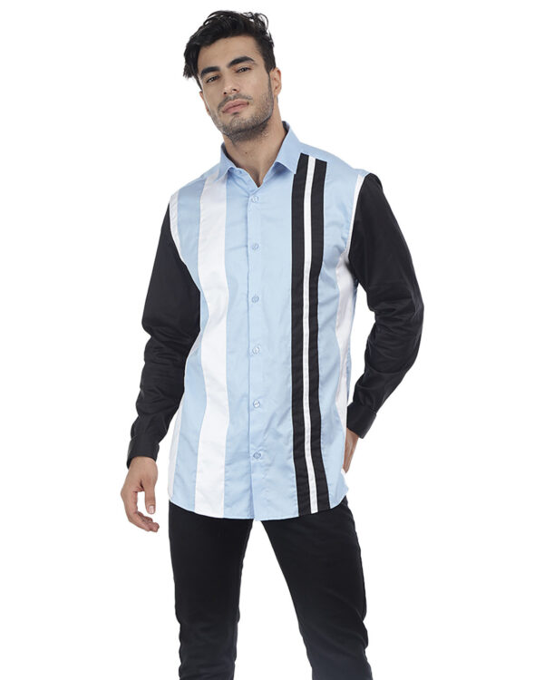Abkasa’S Alexander Shirt: Stand Out In Powder Blue Color Shirt , White And Black