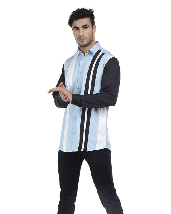 Abkasa’S Alexander Shirt: Stand Out In Powder Blue Color Shirt , White And Black