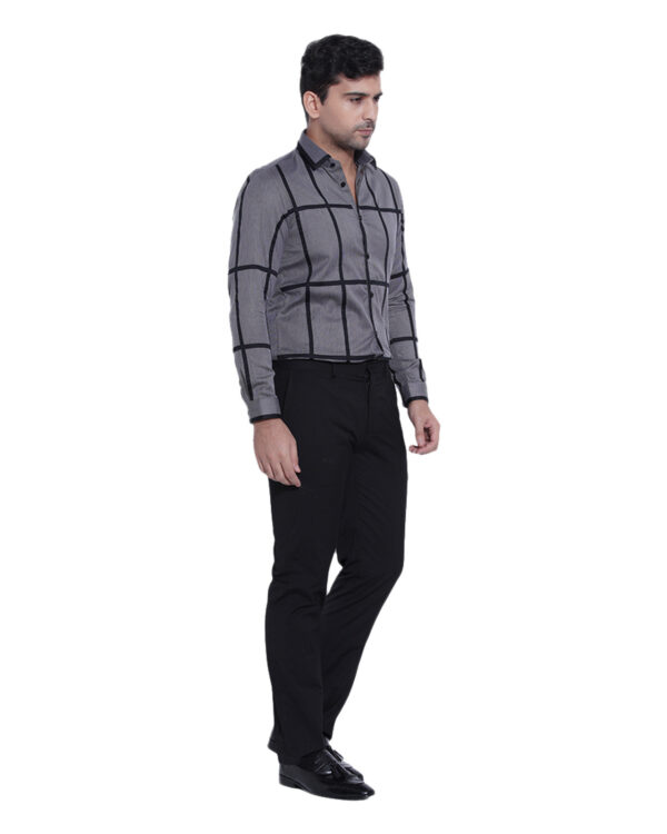 Abkasa’S Charlie Shirt: A Dark Grey Shirt Masterpiece With Black Applique Stripes