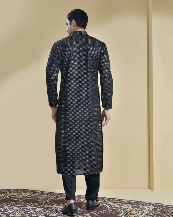 Abkasa Charon Long Kurta Set: Black Sequence Embroidery For A Chic Ethnic Look