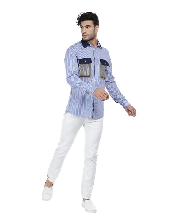 Abkasa Lexico: Stand Out In Style With Our Blue And White Shirt