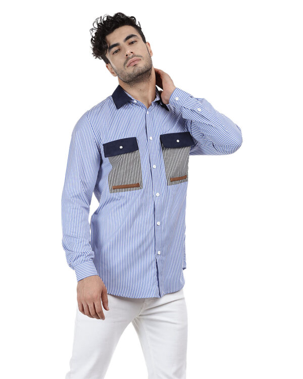 Abkasa Lexico: Stand Out In Style With Our Blue And White Shirt
