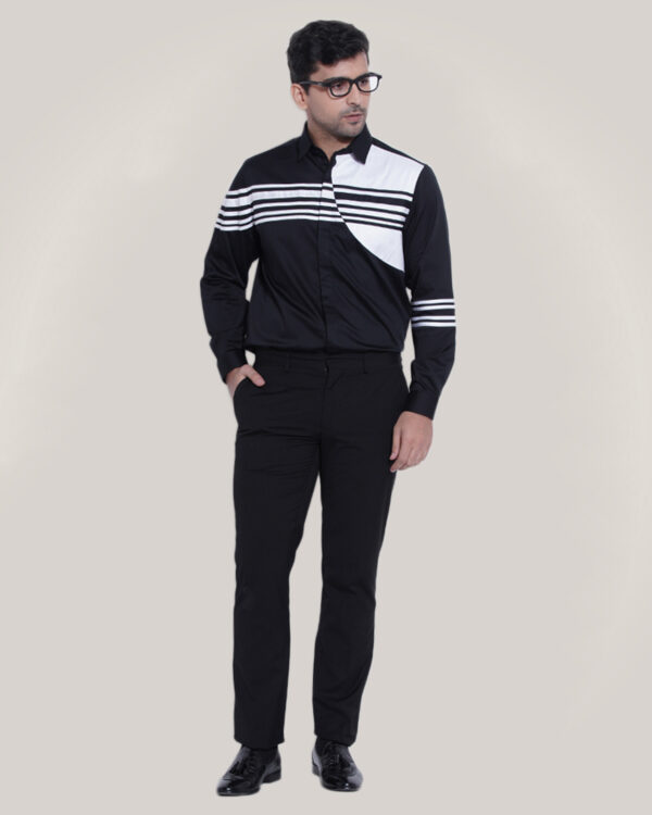 Abkasa Parker Shirt: Stylish Black & White Striped Shirt For Men