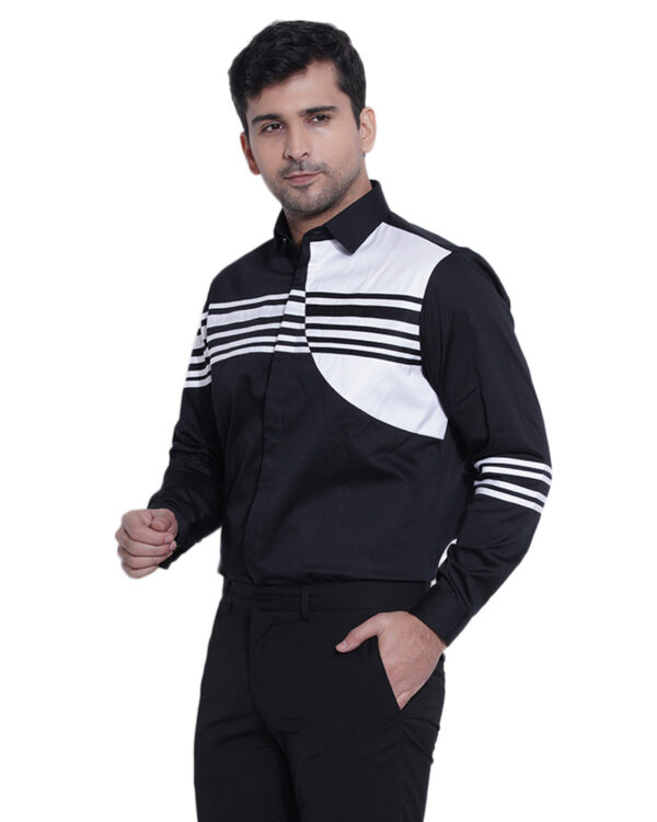 Abkasa Parker Shirt: Stylish Black & White Striped Shirt For Men