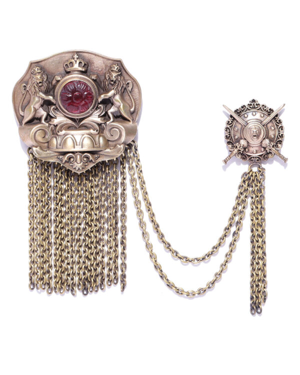 Cosa Nostraa’S Brooch For Kurta : Elegant Royal With Hand Crafted Glass Stone