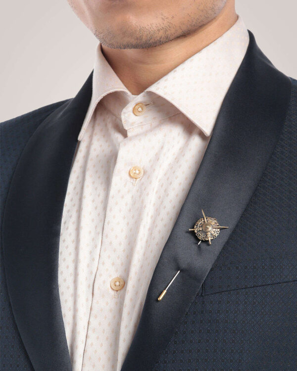 Cosa Nostraa’S Pin  : The Shield In Antique Gold