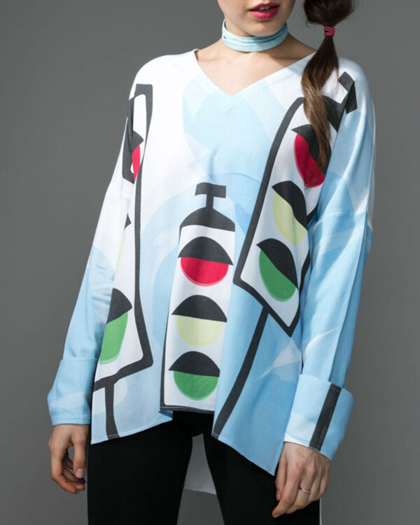 Stand Out In K.Kristina’S Unique Traffic Light Shirt For Women