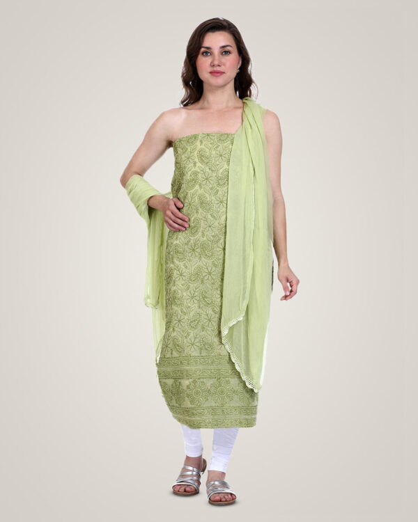Nandini’s Mehendi Green Lucknawi Lawn Suit
