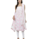 Nandini’s White & Pink Lucknawi Lawn Suit