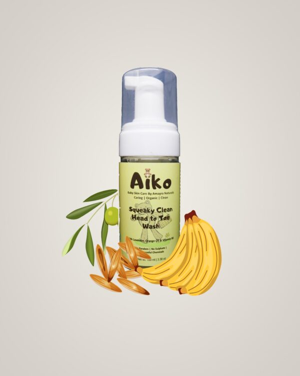 Amayra Naturals Aiko Squeaky Organic Head to toe Cleanser for babies