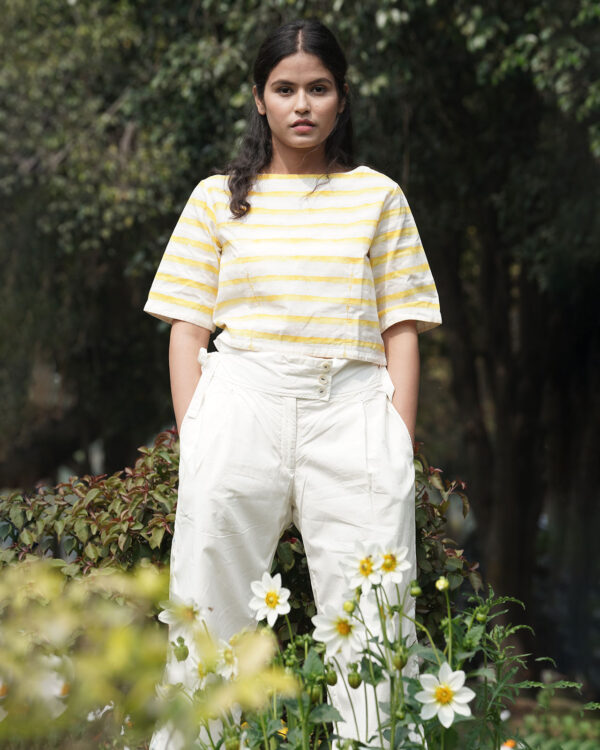 Get Comfortable in Ahmev’s Relaxed Fit Pant with Waist Tie-Up and Floral Resist Batik