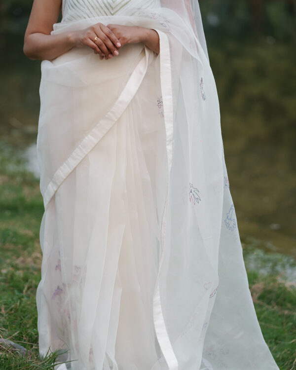 Ahmev Silk Saree: A Rare Beauty with Floral Hand Embroidery and Batik Hand Painting