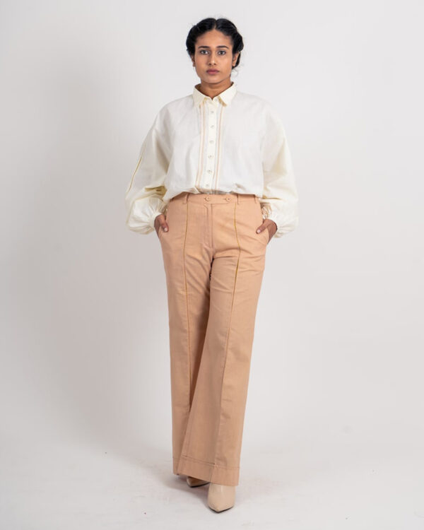 Luxury meets comfort in Ahmev’s Khadi shirt with scalloped lace details