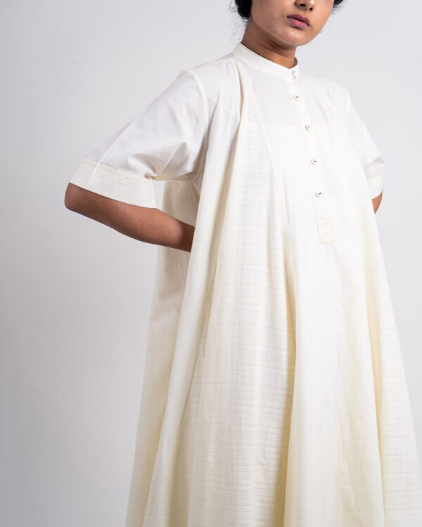Radiant in Ivory: Ahmev’s Textured & Plain Khadi India Godet Dress