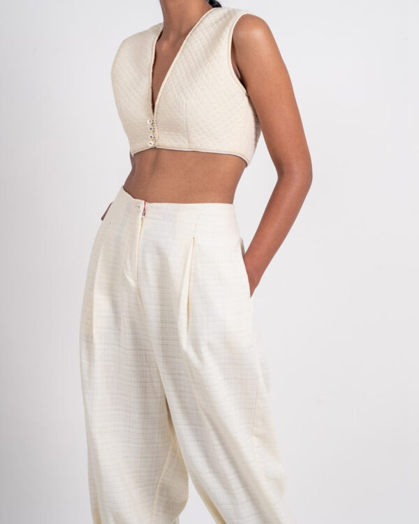 Stay Chic with Ahmev’s Quilted Khadi Clothes Top in Ivory